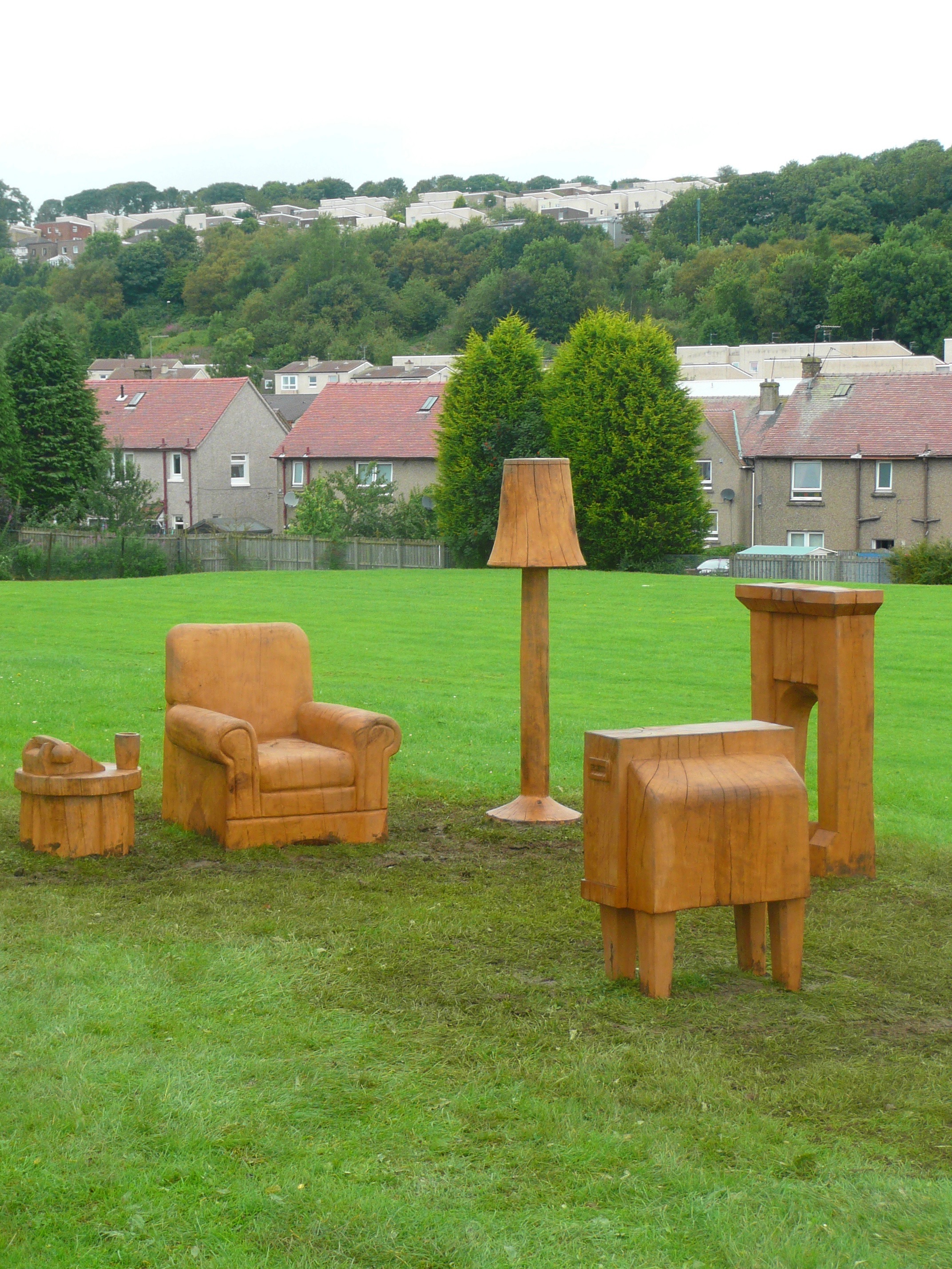 Living room contemporary wooden sculpture art Robin Wood